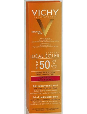 Vichy Ideal Soleil Anti-Age 3 σε 1 Αντηλιακή Προσώπου με Αντιγηραντική Δράση SPF50 - 50ml