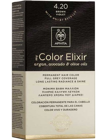 Apivita My Color Elixir Μόνιμη Βαφή Μαλλιών 4.20 Καστανό Βιολετί