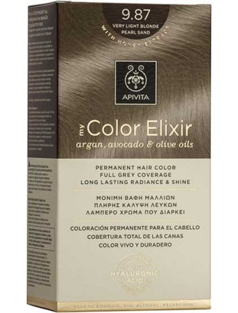 Apivita My Color Elixir Μόνιμη Βαφή Μαλλιών 9.87 Ξανθό Πολύ Ανοιχτό Περλέ Μπεζ