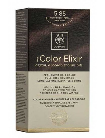 Apivita My Color Elixir Μόνιμη Βαφή Μαλλιών 5.85 Καστανό Ανοιχτό Περλέ Μαόνι