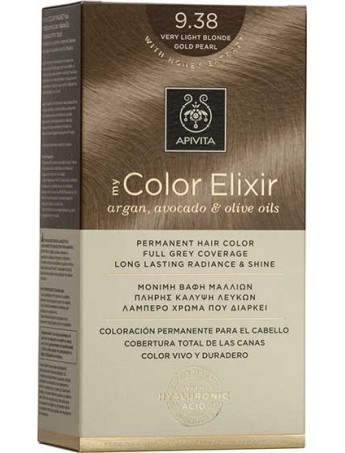 Apivita My Color Elixir Μόνιμη Βαφή Μαλλιών 9.38 Ξανθό Πολύ Ανοιχτό Μελί Περλέ