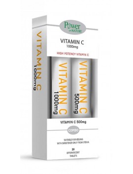 Power Of Nature Vitamin C 1000mg & Vitamin C 500mg με Στέβια & γεύση Πορτοκάλι 40eff.tabs