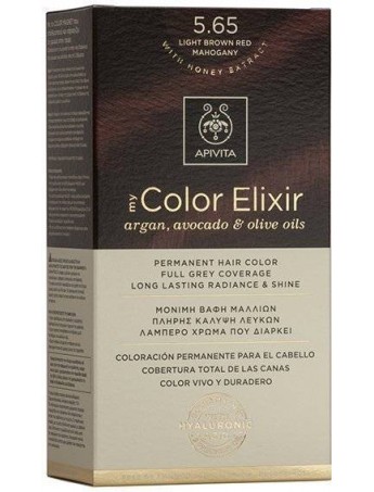 Apivita My Color Elixir Σετ Βαφή Μαλλιών Χωρίς Αμμωνία 5.65 Καστανό Ανοιχτό Κόκκινο Μαονί - 125ml