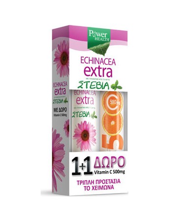 Power Health Echinacea Extra με Στέβια 24eff.tabs & Δώρο Vitamin C 500mg 20eff.tabs